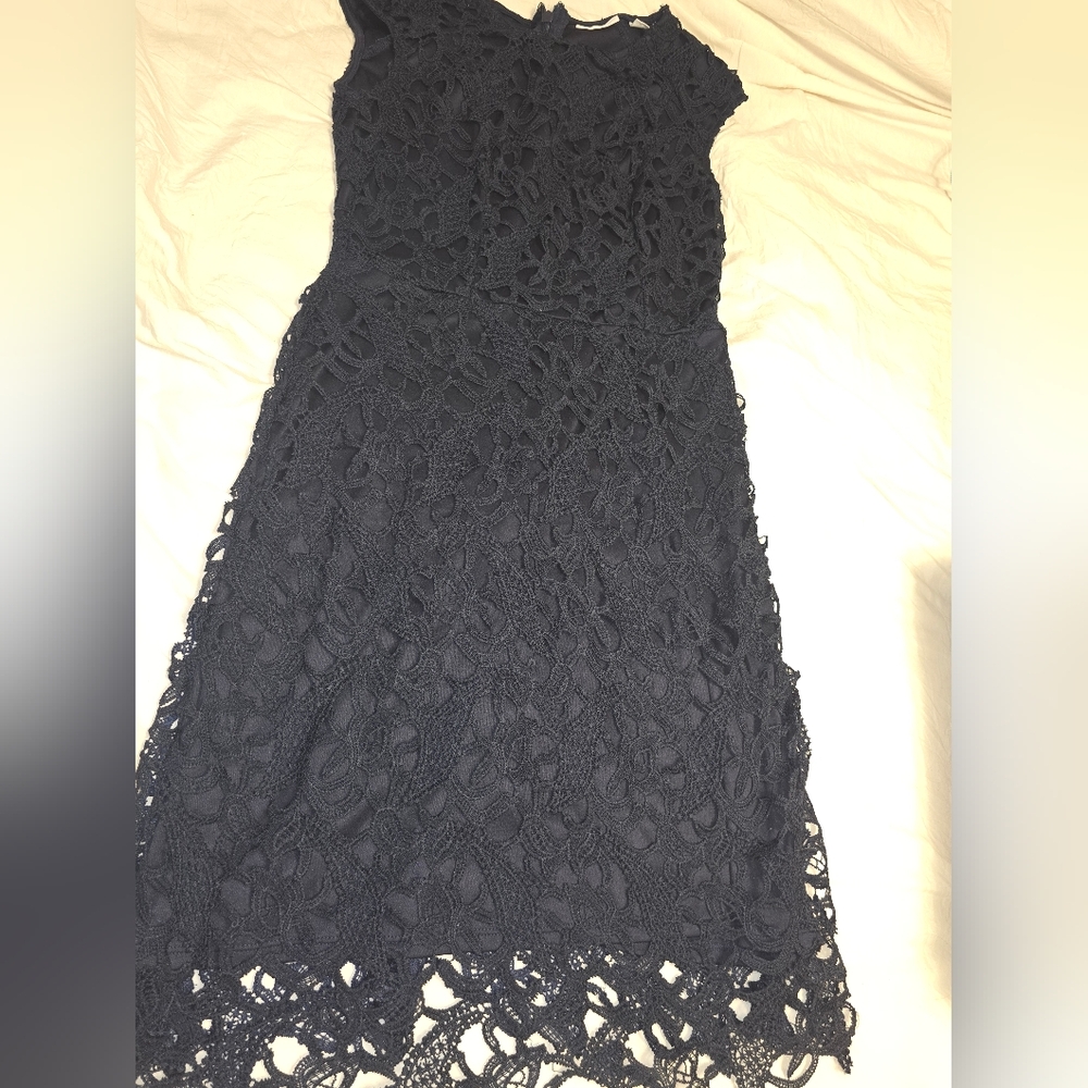 New York & Company NAVY Lace Midi Dress, SIZE 4